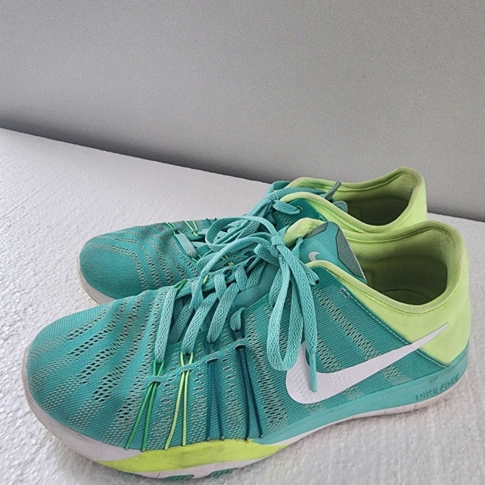 Nike Aqua and Neon Yellow Athletic Shoes